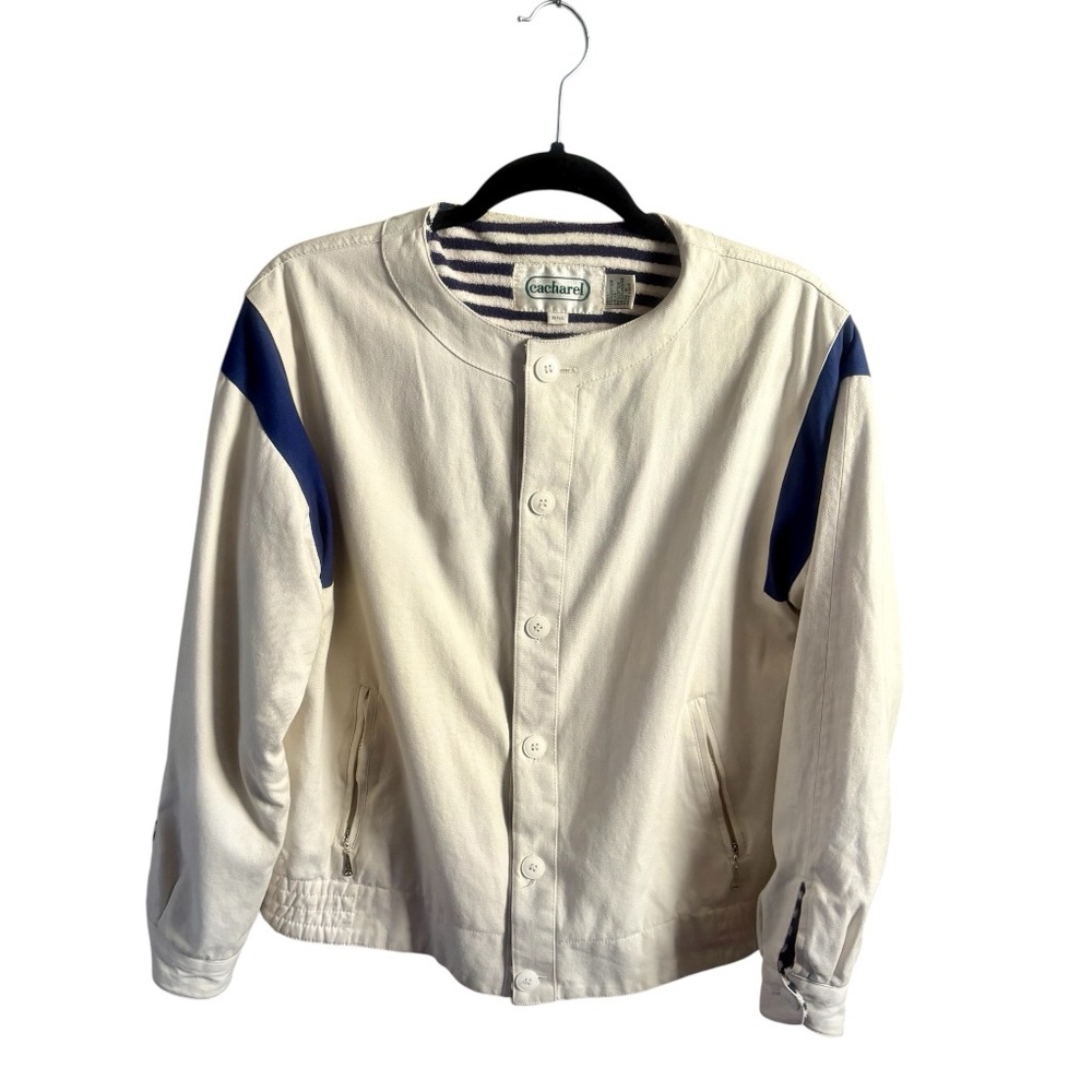 CACHAREL Vintage Unisex Off-White Button-Up Jacket with Nautical Vibes